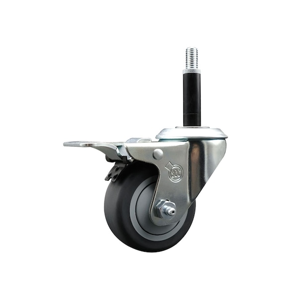 3'' SS Thermoplastic Rubber Swivel 3/4'' Expanding Stem Caster Total Lock Brake